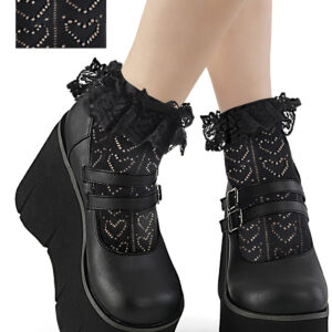 Black Ruffle Harts Socks